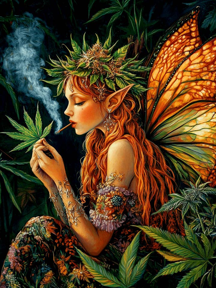 Pot Nymph Marijuana Wall Art Prints – 8″x10″ Artwork for 11″x14″ Frame for wholesale by Mowbi