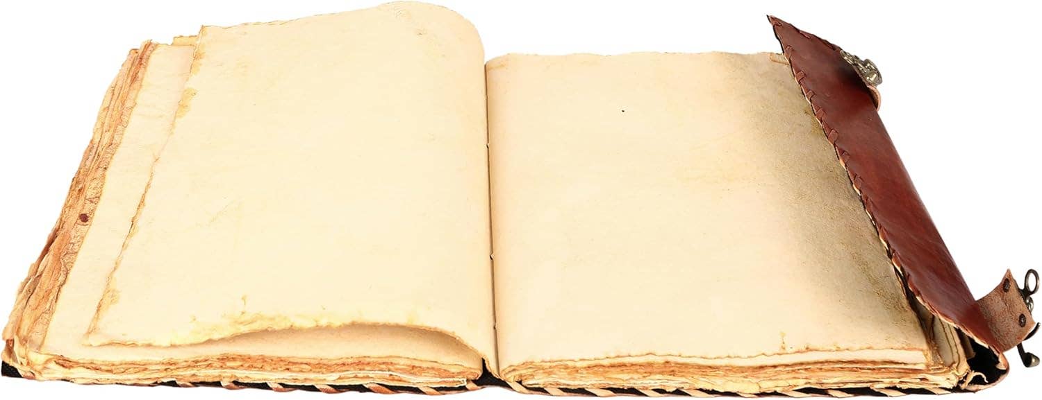 Tuzech Leather - Wholesale Journal/Diary - TUZECH Cutomizable Hocus Pocus Book of Spells Leather Journal Third Eye Deckle Edge Paper Grimoire Journal Vintage Book of Shadows Seven Chakra Antique Spell Book Lock Clasp Notebook Witch4