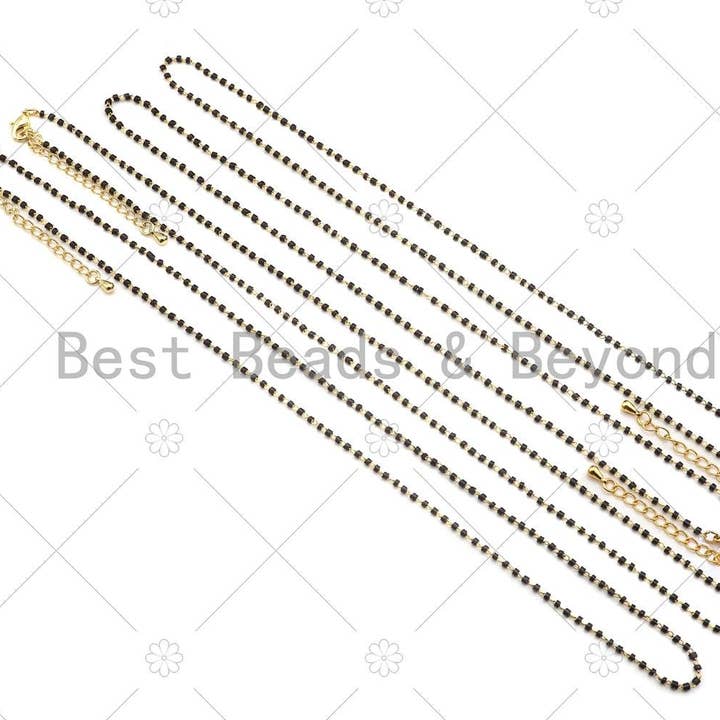 18" Dainty Gold Black Chain Necklace, Layering Necklace, for wholesale by BestBeads&Beyond
