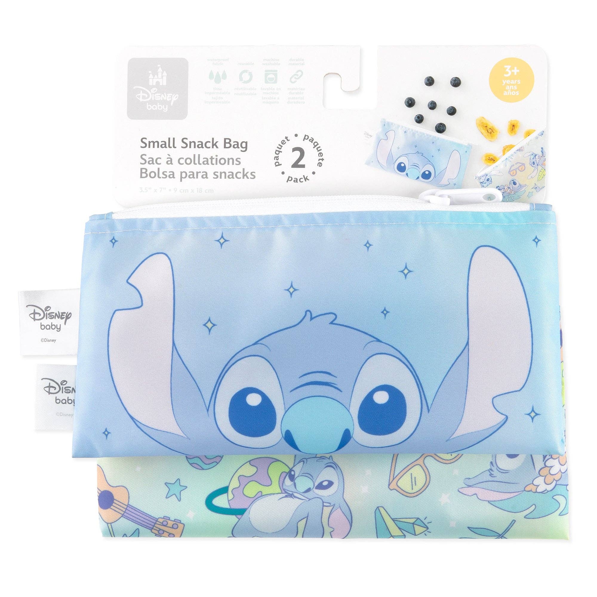 Bumkins - Wholesale Snack Pack - Kids & Baby - Reusable Snack Bag, Small 2 Pack: Stitch Star-ring Up Trouble14