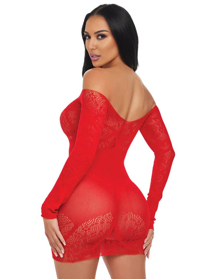 Lingerie Mart - Wholesale Lingerie Set - Women's - Electric Lingerie Scarlet Seduction Lace & Mesh Dress EL1019