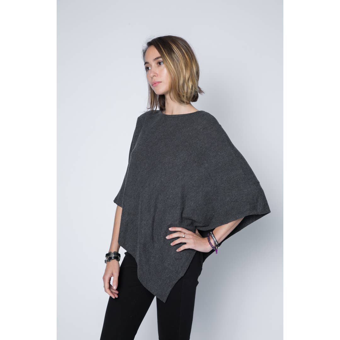 Ultra Soft Cashmere Feel Poncho Sweater ( Long ) for wholesale by Adelyn SF
