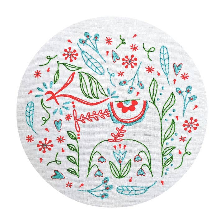 dala hest fortrykt stof broderimønster for engroshandel hos cozyblue handmade