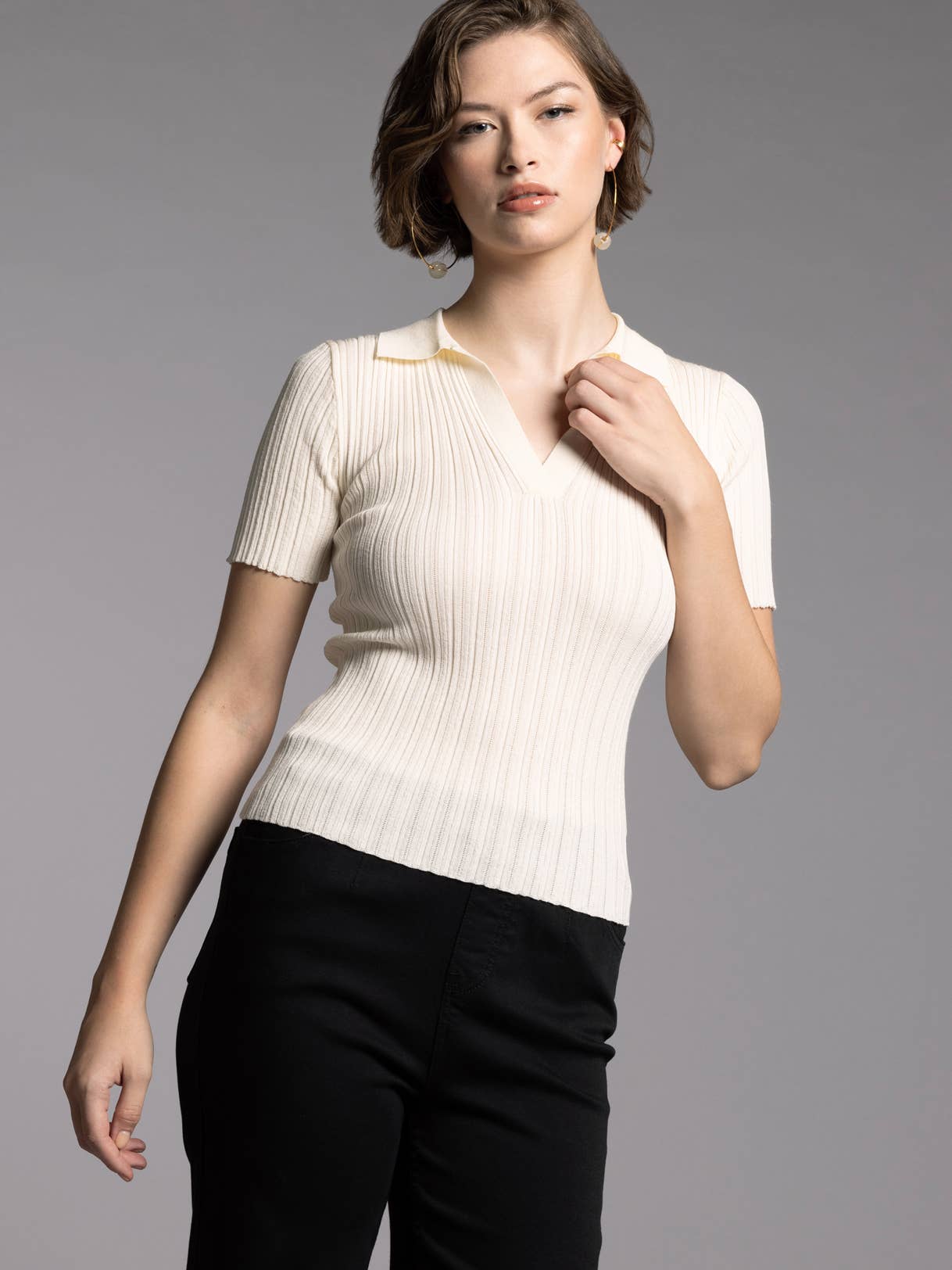 Weekend Los Angeles - Wholesale Knit Top - Women's - Collared Knit Top - COURTNEY TOP4