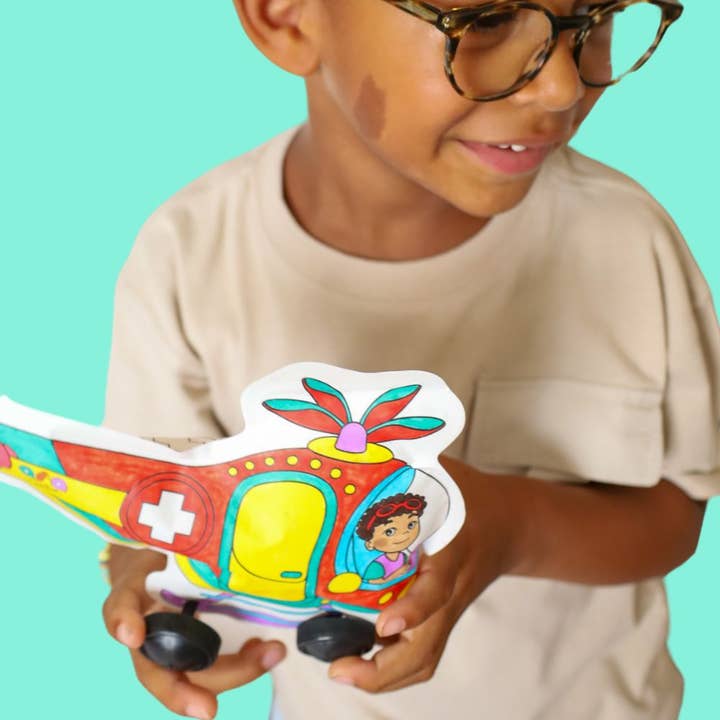 ARA-CREATIVE - Wholesale Coloring Book - Kids & Baby - 2 Color-In Inflatable Pack – Airplane + Helicopter
