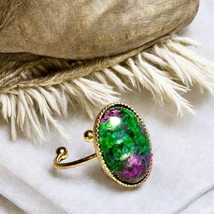 TOURMALYN - Wholesale Cocktail/Statement Ring - Gold-plated Zoisite stone ring9