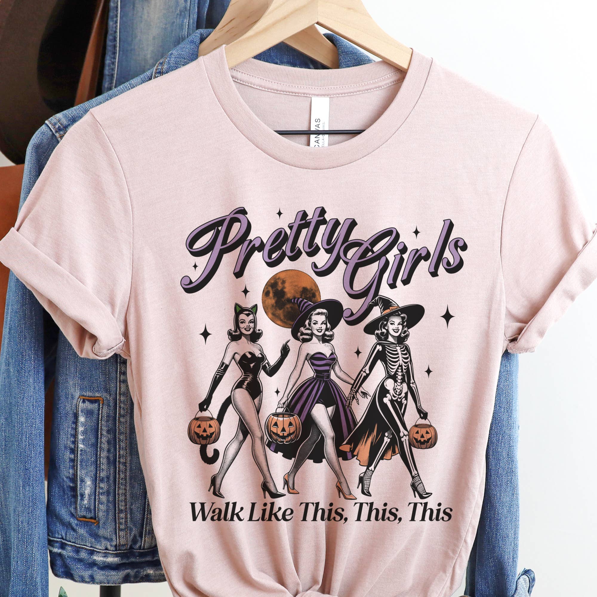 Par.tees by Party On! - Wholesale Screen Printed T-Shirt - Women's - Pretty Girls Walk Halloween Autumn Witch Graphic Tee0