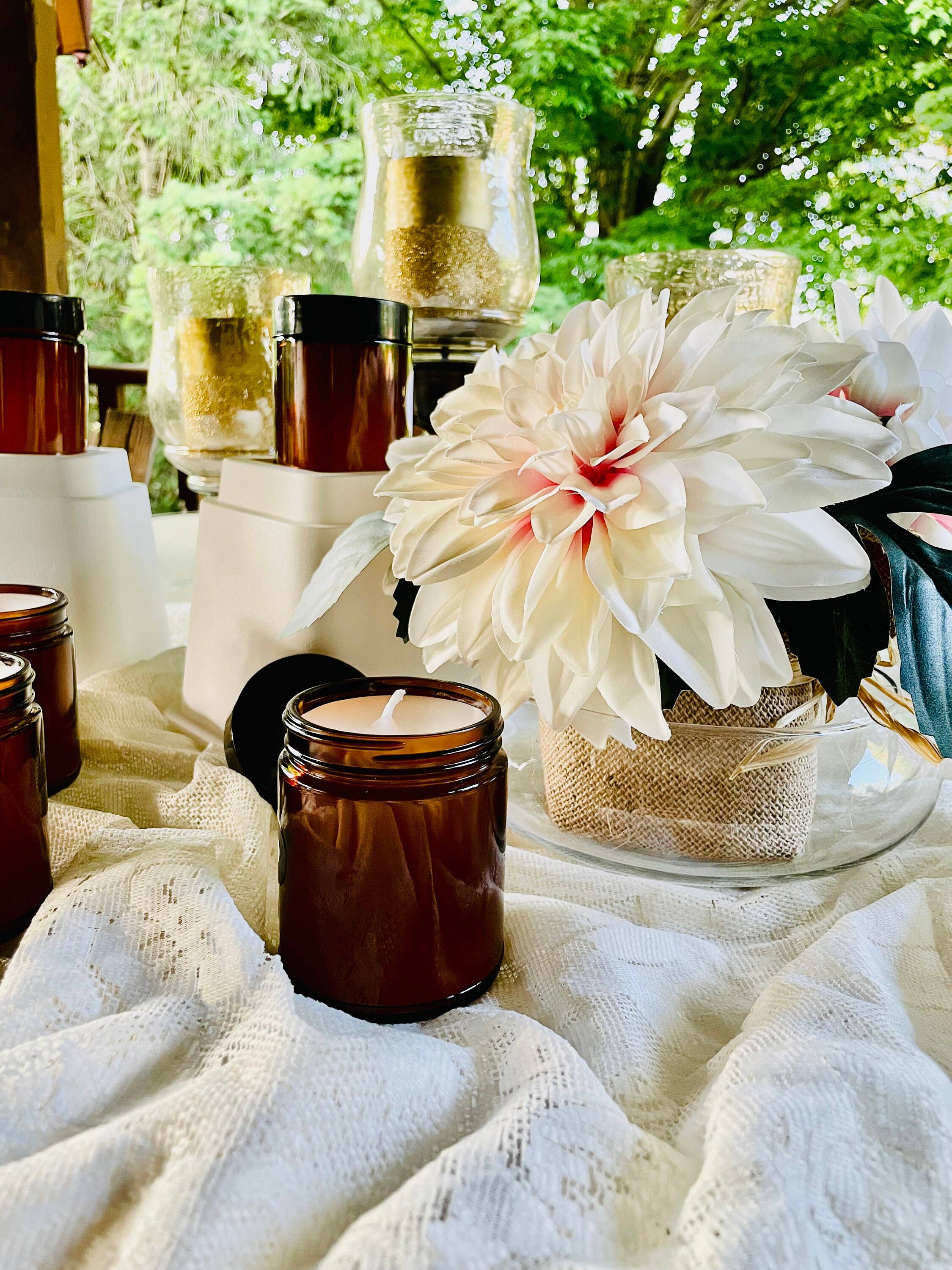 LuvinbyJessica.etsy.com - Wholesale Jar/Filled Candle - Personalized Candles Scented Candle Amber Glass Jars4