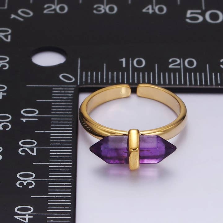 Aim Eternal - Wholesale Single Stone/Solitaire Ring - 14K Gold Filled Natural Gemstone Pointed Wand Ring | O688 - O69710