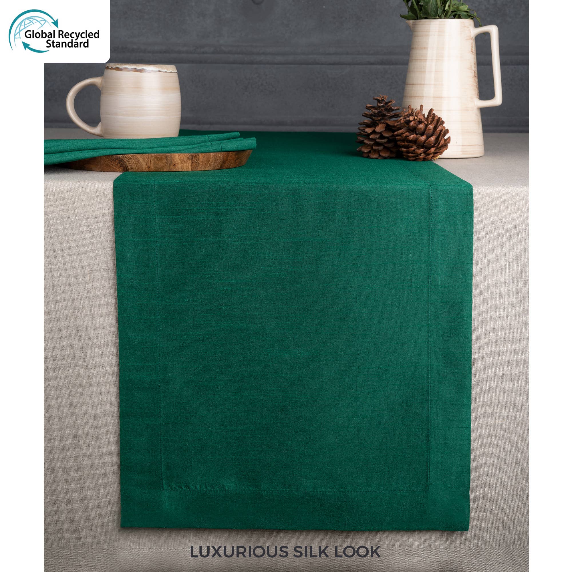 D'Moksha - Wholesale Table Runner - Emerald Green Vegan Silk Table Runner1