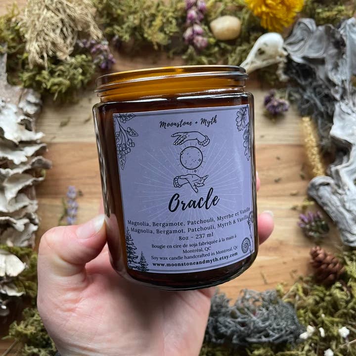 Moonstone and Myth - Wholesale Jar/filled candle - Oracle, 100% soy wax scented candle6