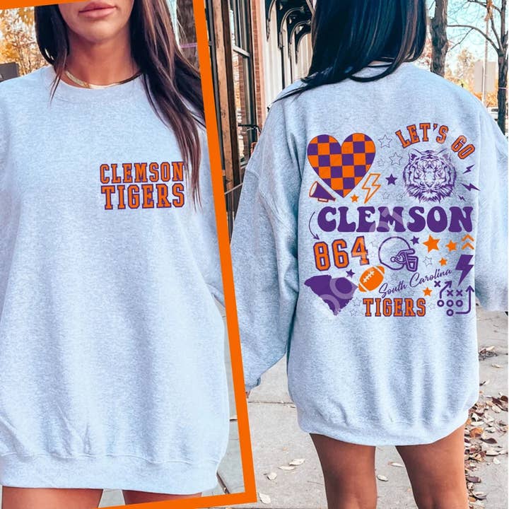 Southern Designs & Home Decor - Wholesale Graphic Sweatshirt - Women's - Clemson Tigers retro shirt