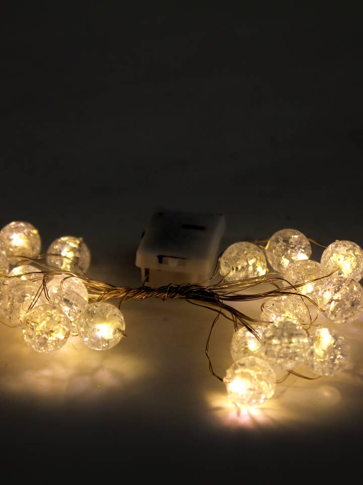 String Lights Crackle Beads, Warm White
 for wholesale by Perfect Holiday