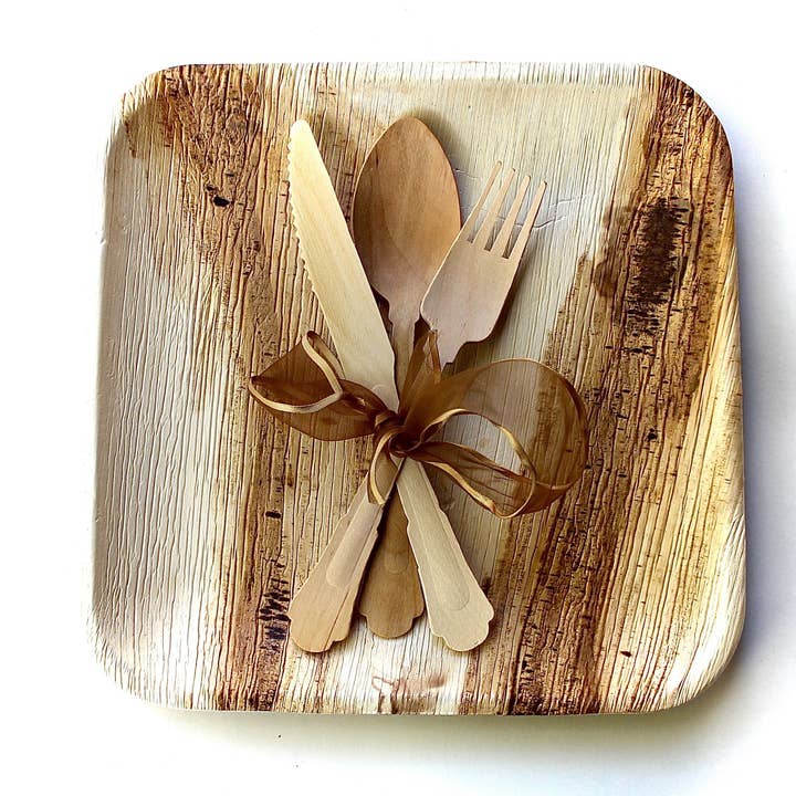 Bamboo plate 50 pic 10" Square - 150 Pic Cutlery disposable for wholesale by Eco Elegant Table Ware