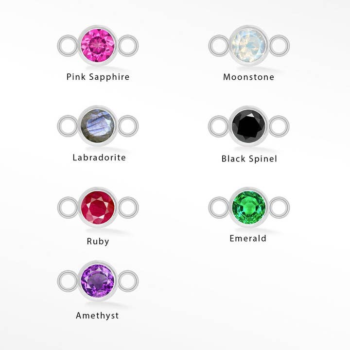 Venta al por mayor de piedras preciosas naturales redondas brillantes de oro blanco de 14 quilates, conectores de bisel simples para joyería permanente para venta al por mayor de Nina Wynn Pro Shop