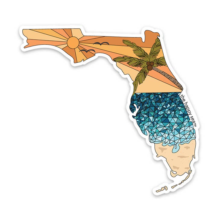 4" Sunny Florida Vinyl Sticker for wholesale by The Happy Sea