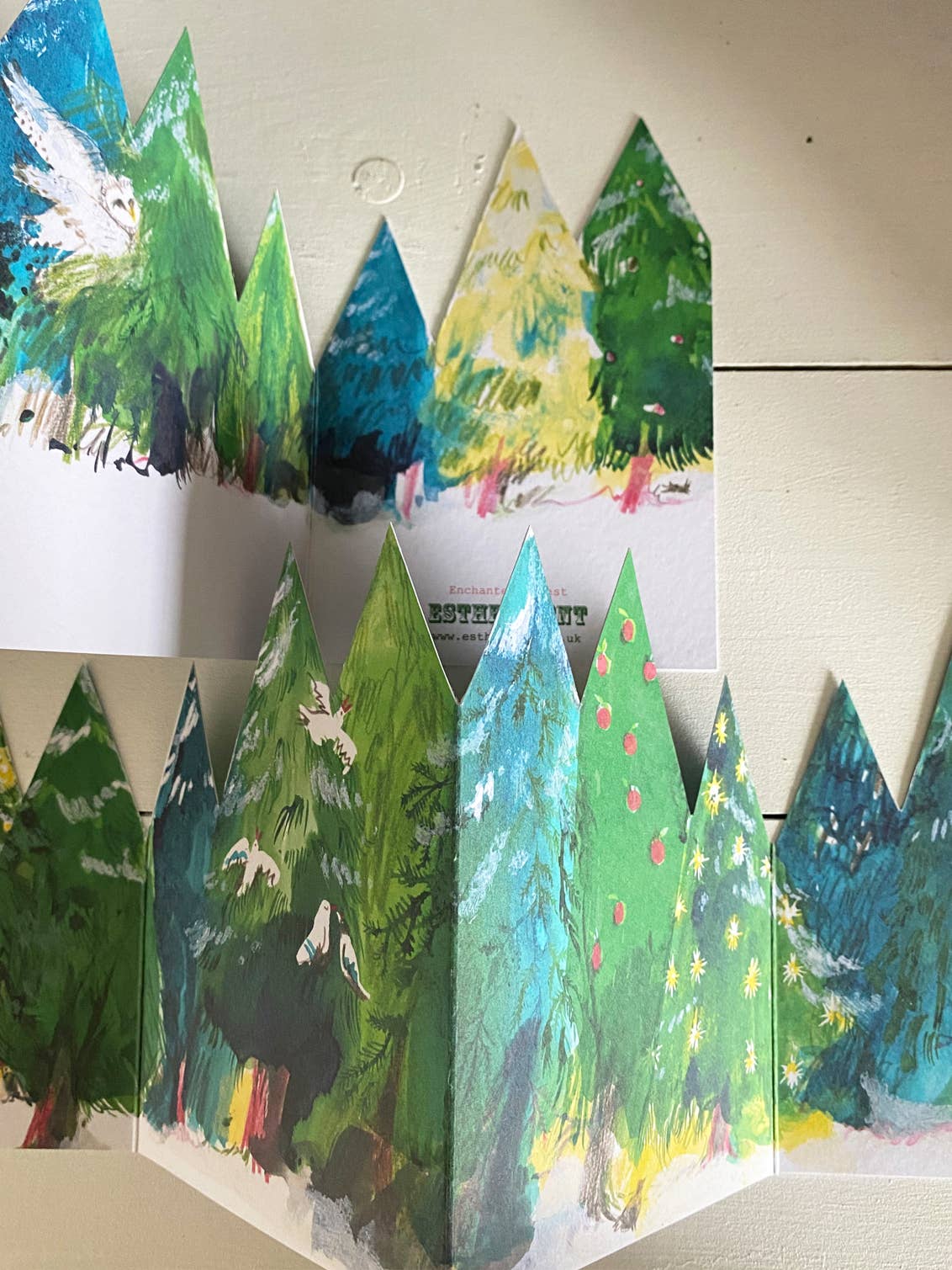Esther Kent Design - Vente Cartes de Noël - Carte accordéon finie à la main Forêt Enchantée6
