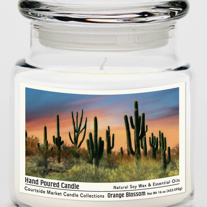 Courtside Market Pheonix Cactus Candle Glass Jar 16 oz for wholesale by Courtside Market
