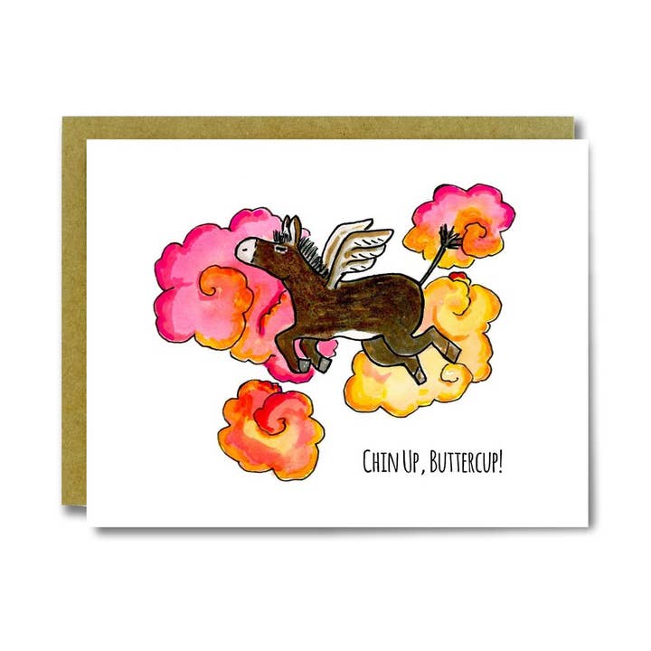 Chin Up Buttercup Card for wholesale by SquidCat, Ink