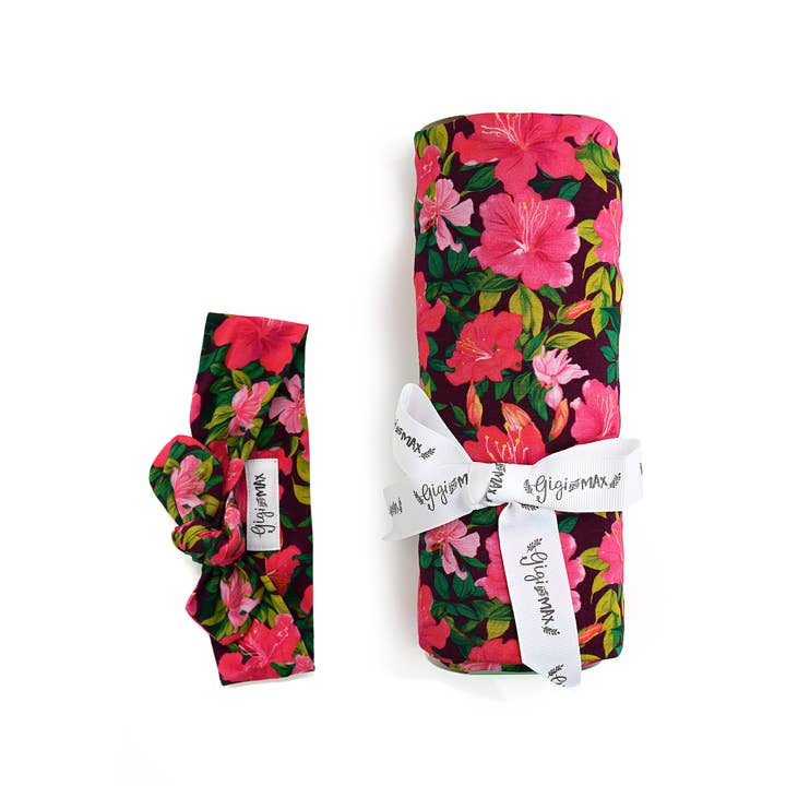 Bamboo Swaddle Blanket Baby Baby Gift Set Nursery Azalea for wholesale by Gigi and Max