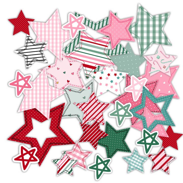 Starbright Die-Cut Ephemera | Rosa, jul för wholesale av Pretty Little Studio