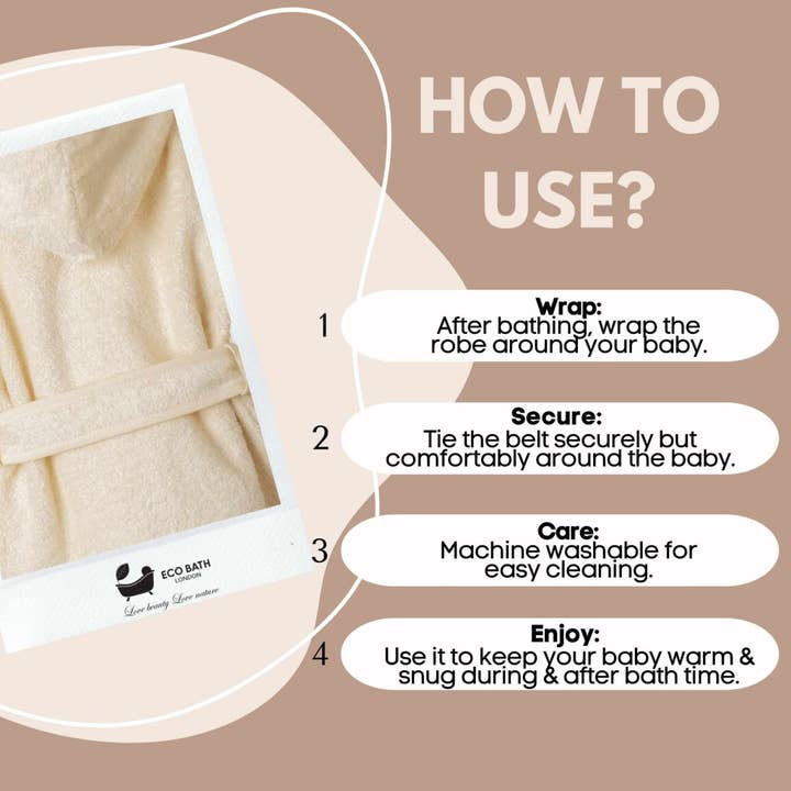 Eco Bath London – wholesale Robe – Kids – Eco Bath London Organic Cotton Baby Robe - Available in Sizes 0-2 Years and 3-5 Years