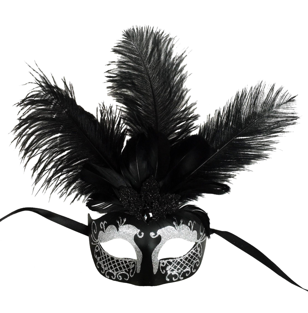 Mardi Gras Creations - Wholesale Costume - Unisex - Mask With Glitter Face And Feathers6