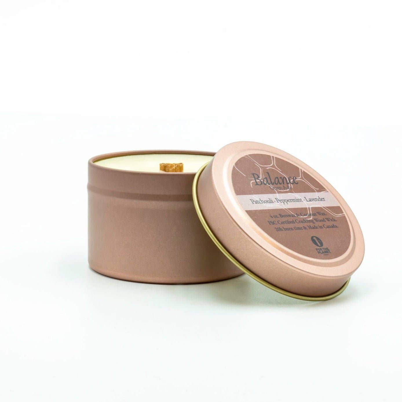 Green Ash Decor - Wholesale Travel Candles - 4 oz Rose Gold Travel Tin with Crackling Wooden Wick1