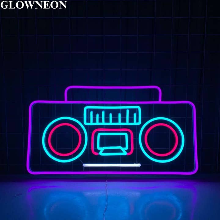 Luz Led Boombox Music Party Art Wall Art, Luz Led, Boombox Luzes Neon por atacado de Glow Neon