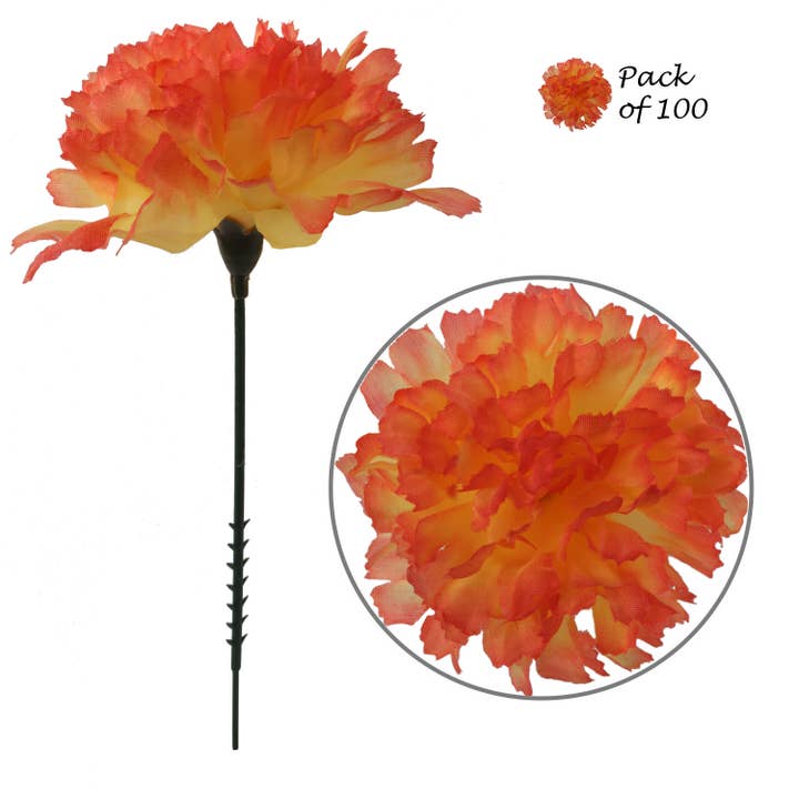 Larksilk - Wholesale Artificial flowers - Artificial Carnation Picks 100-Pack 5" Long 3.5" Wide3