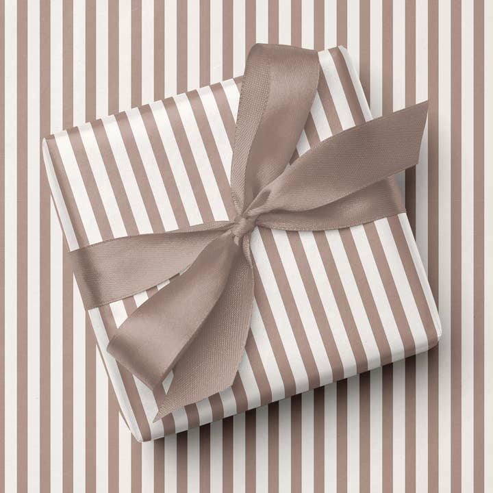 Light Brown Stripe Everyday Wrapping Paper Roll for wholesale by Vivie and Ash