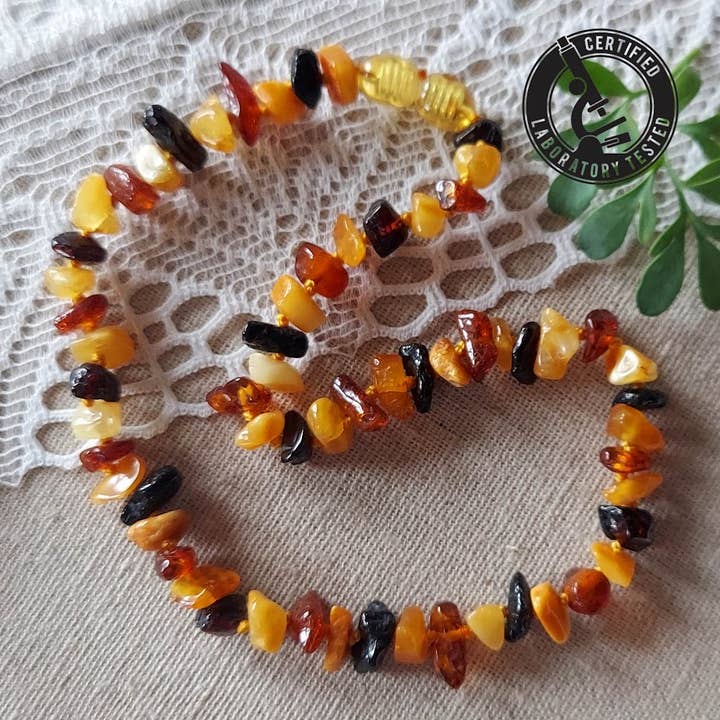 Amber Auksas - Wholesale Beaded/Pearl Necklace - Gorgeous Multi Color Baltic Amber Necklace w Tag Cert ♥️ GIA