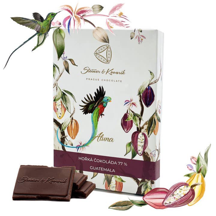 Aluna Bar - dark chocolate 77%, 70g for wholesale by Prague Chocolate
