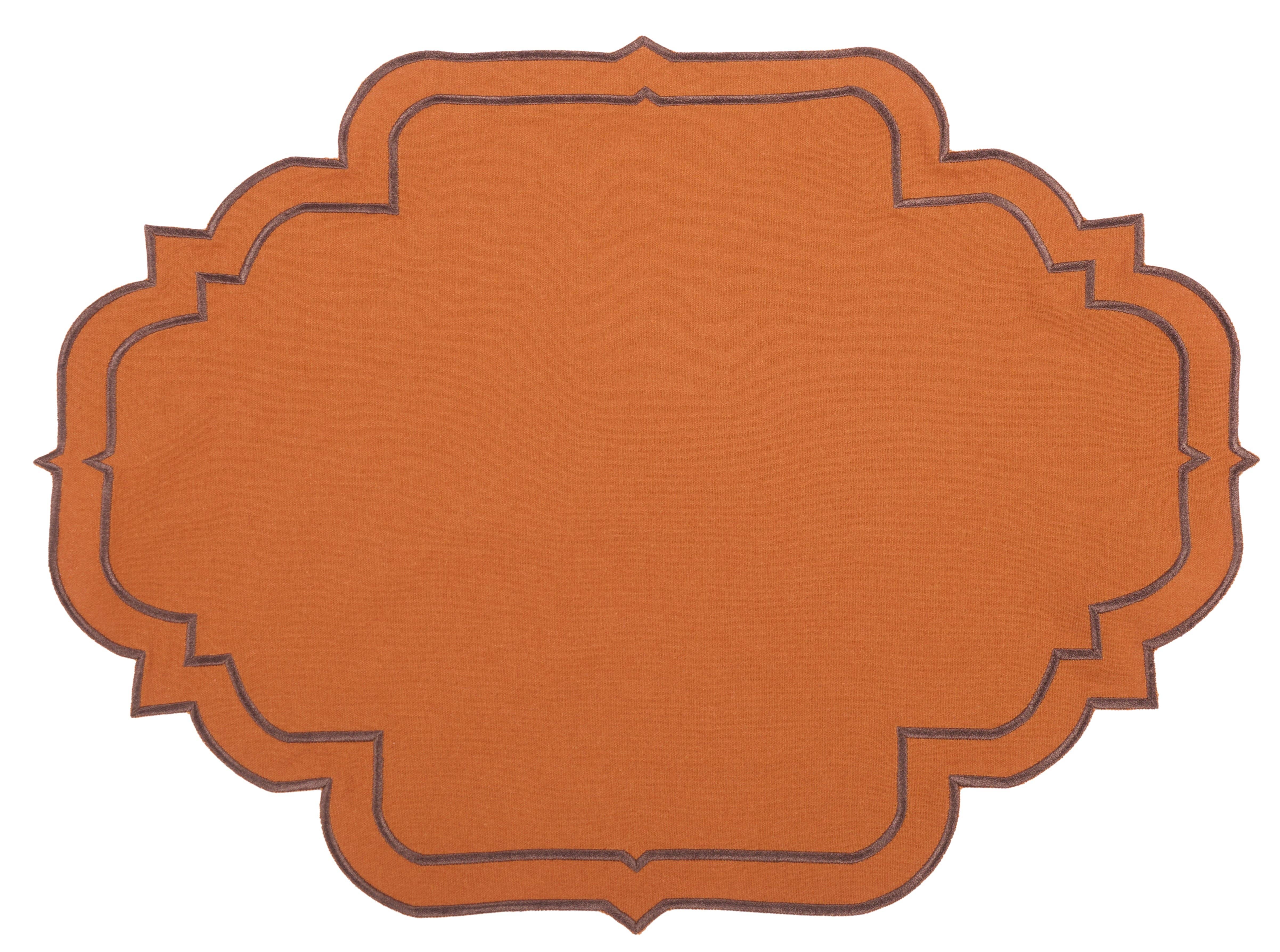The Enchanted Home - Wholesale Placemat - Augusta Orange & Brown Trim  PLACEMAT & NAPKIN0