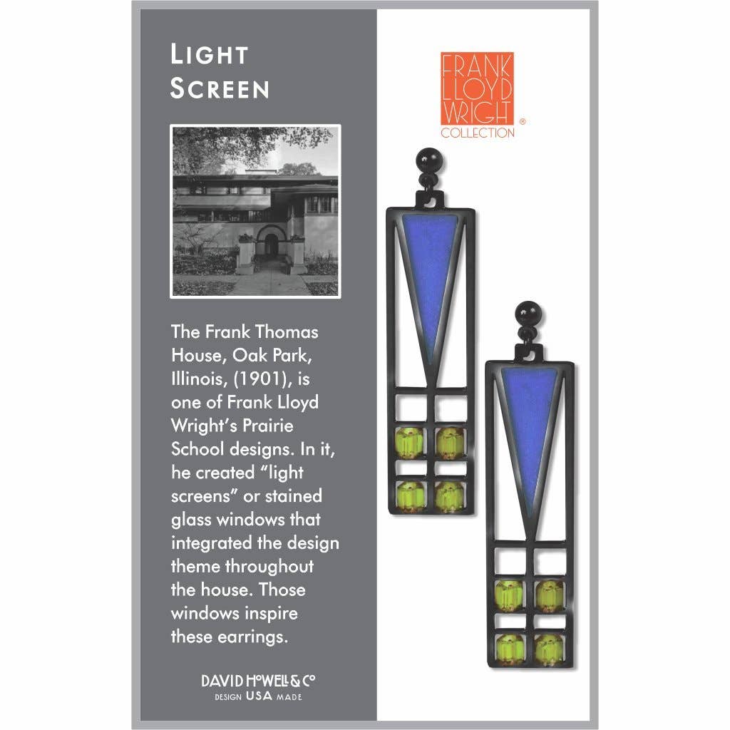 David Howell and Company - Wholesale Dangle Earrings - Frank Lloyd Wright Light Screen Stained Glass Earrings, B/G1