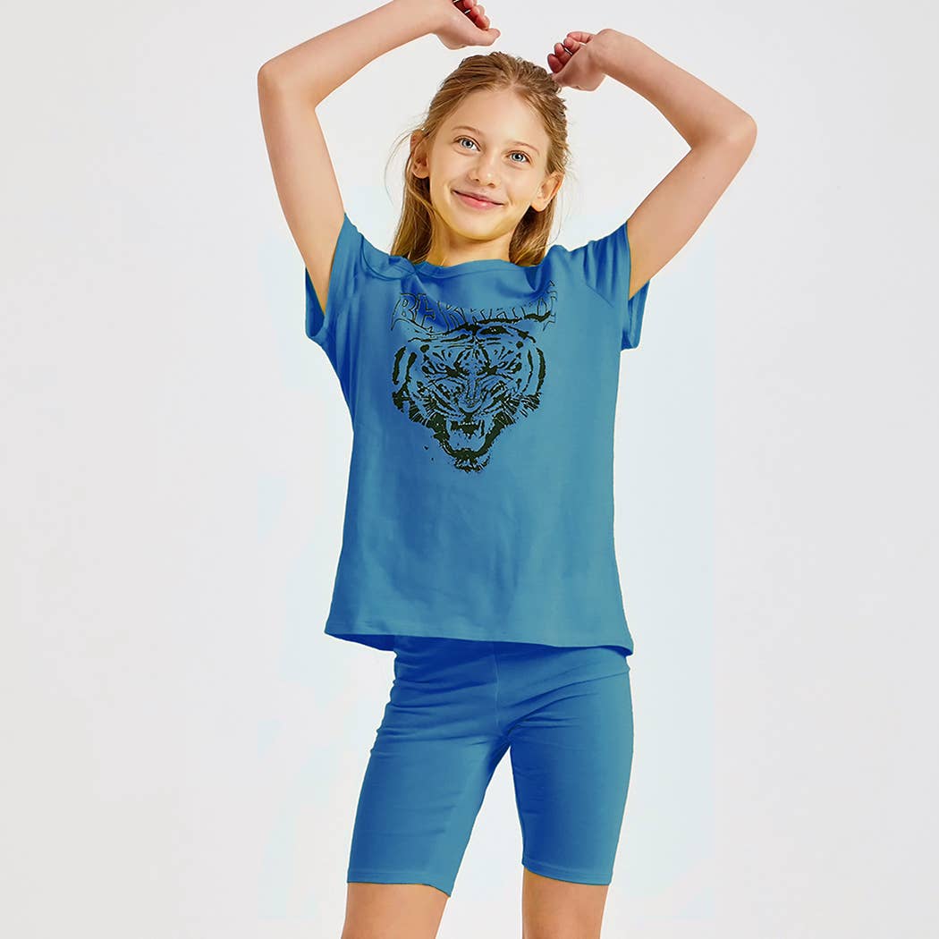 Good Girl – Großhandel Top- & Shorts-Set – Kinder – Kinder Tiger Grafiktop und kurzes Set1