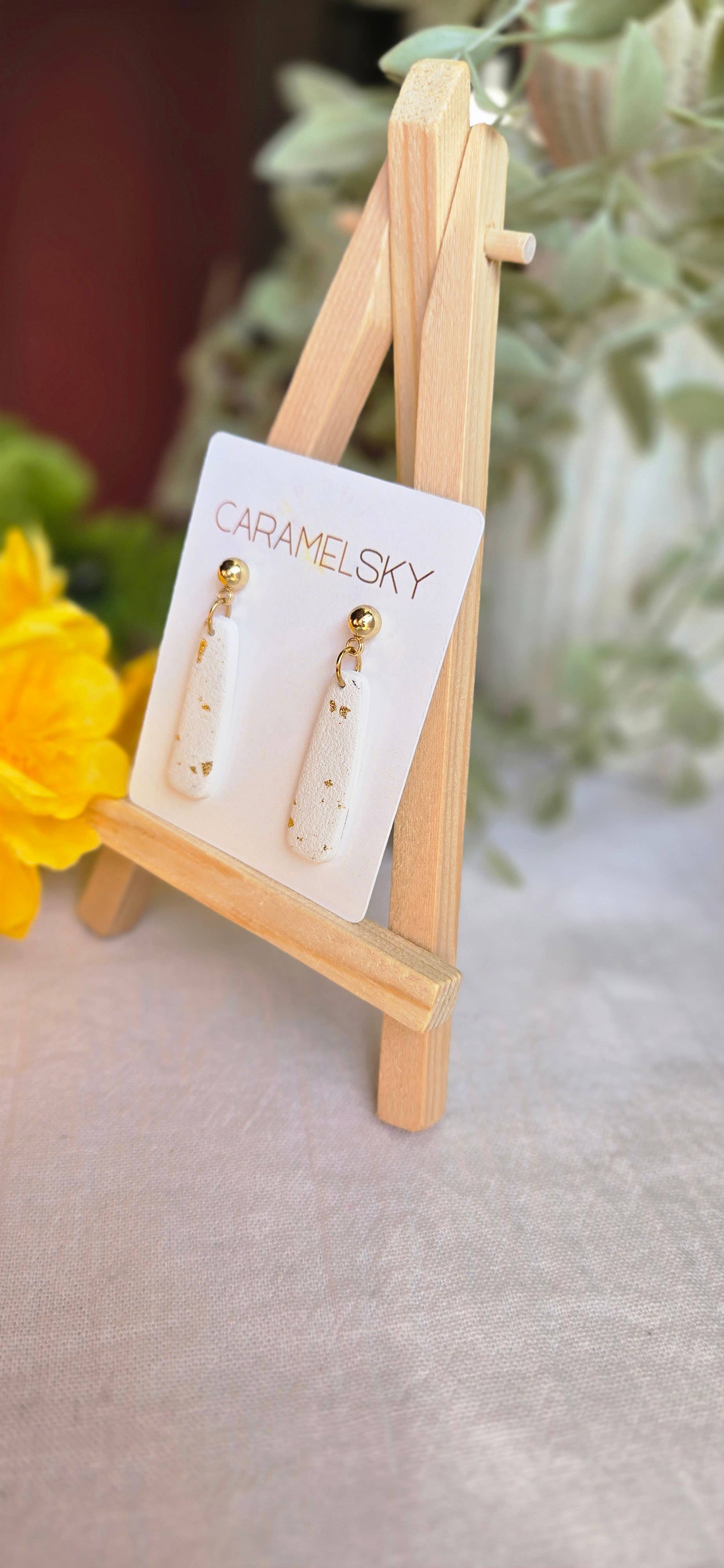 Caramel Sky - Wholesale Hangende/ronde oorbellen - Goudvlek Klei Oorbellen, Neutrale Zomer Sieraden1