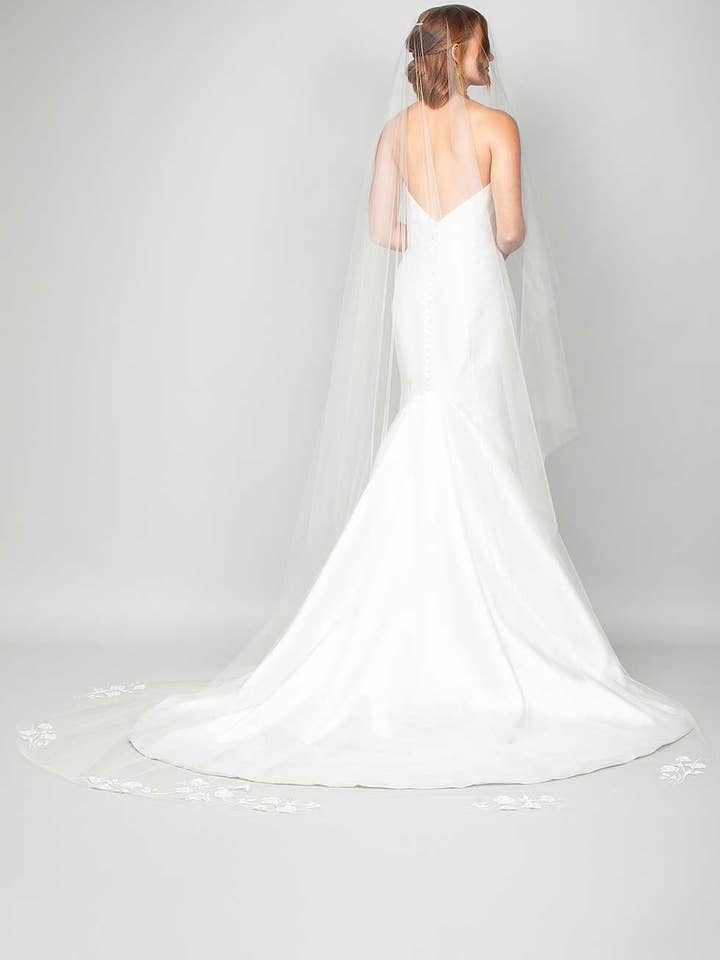 Oasis Floral Cathedral Veil for wholesale by Ariel Taub