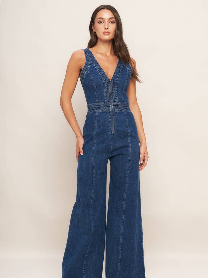 MEDIUM INIDIGO A washed denim jumpsuit - IP9012 for wholesale on Faire0