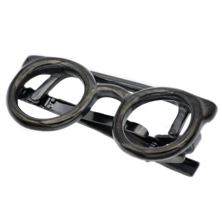 Men's Black Plated Stainless Steel Eye Glasses Tie Clips for wholesale by Blackjack Mens Jewelry