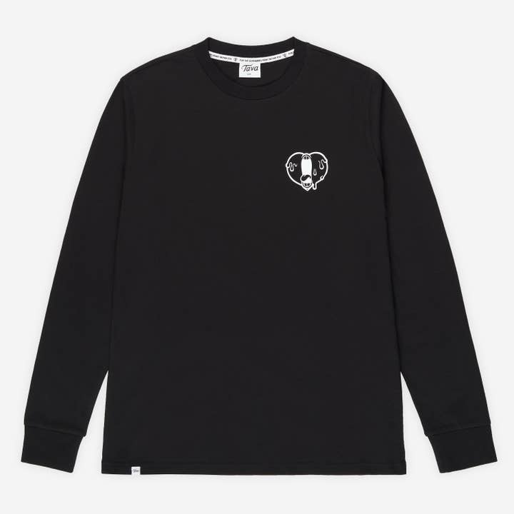 Screaming Heart Black Long Sleeve Crew Neck T for wholesale by Tava