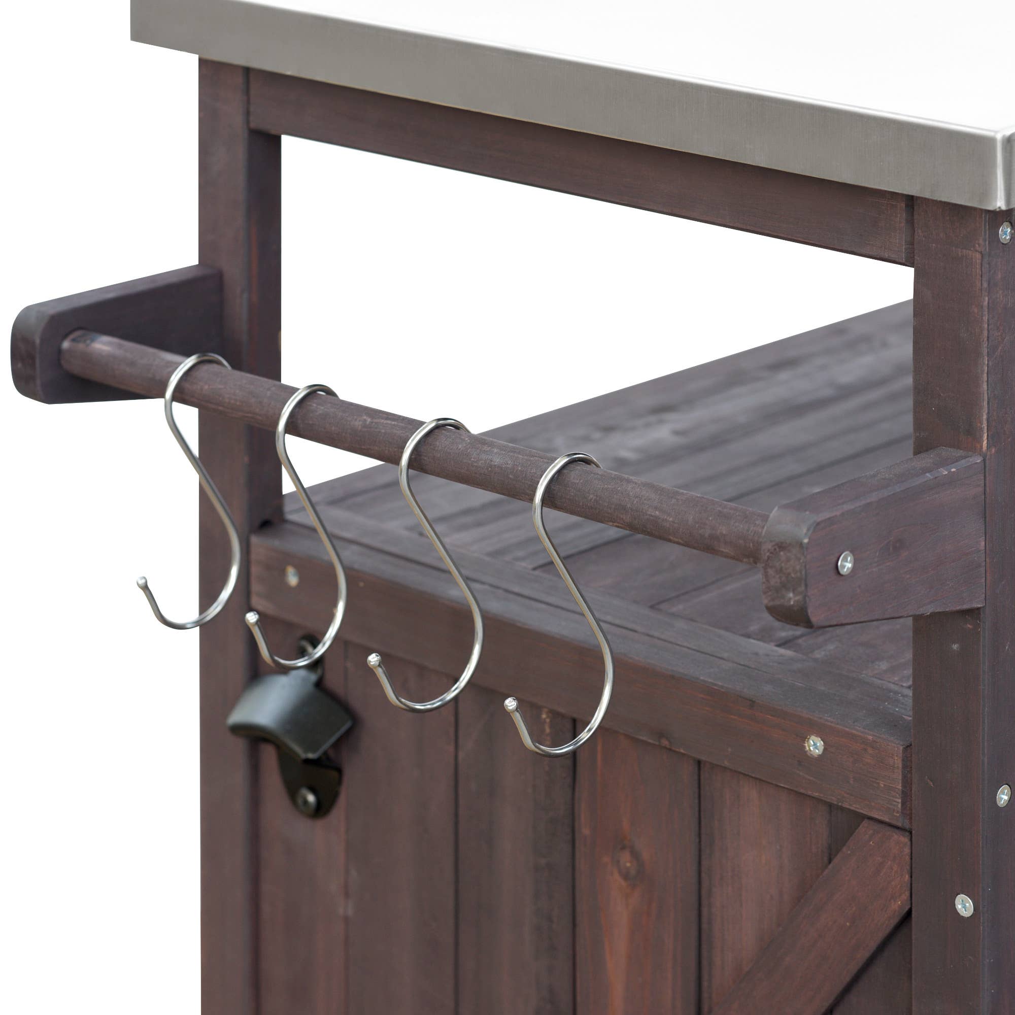 39F Inc. - Wholesale Outdoor Ornament/Decor - Outdoor Kitchen Island,Farmhouse Solid Wood Rolling Cart51