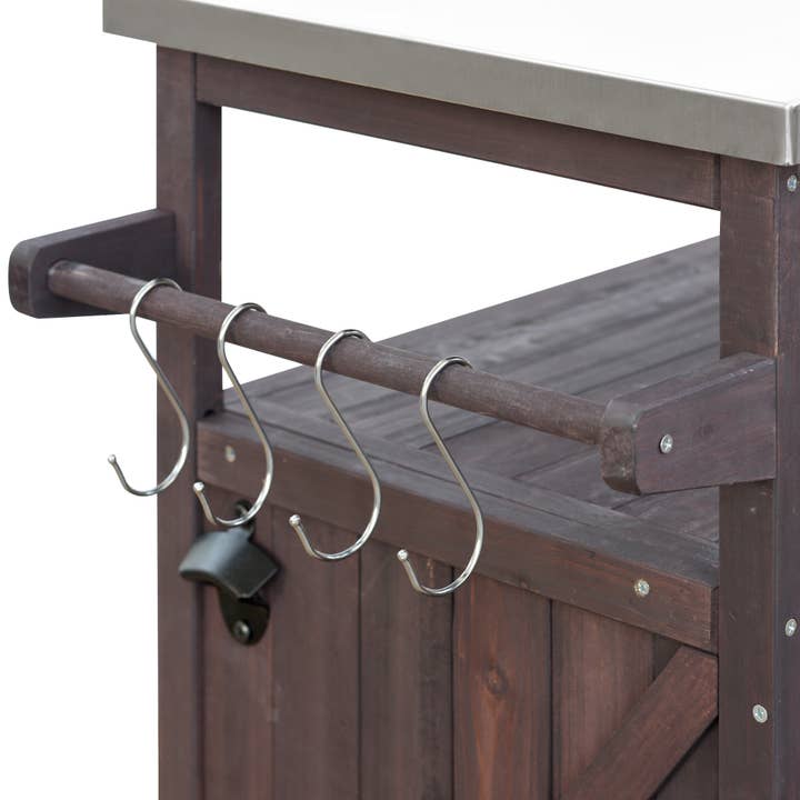 39F Inc. - Wholesale Outdoor Ornament/Decor - Outdoor Kitchen Island,Farmhouse Solid Wood Rolling Cart51