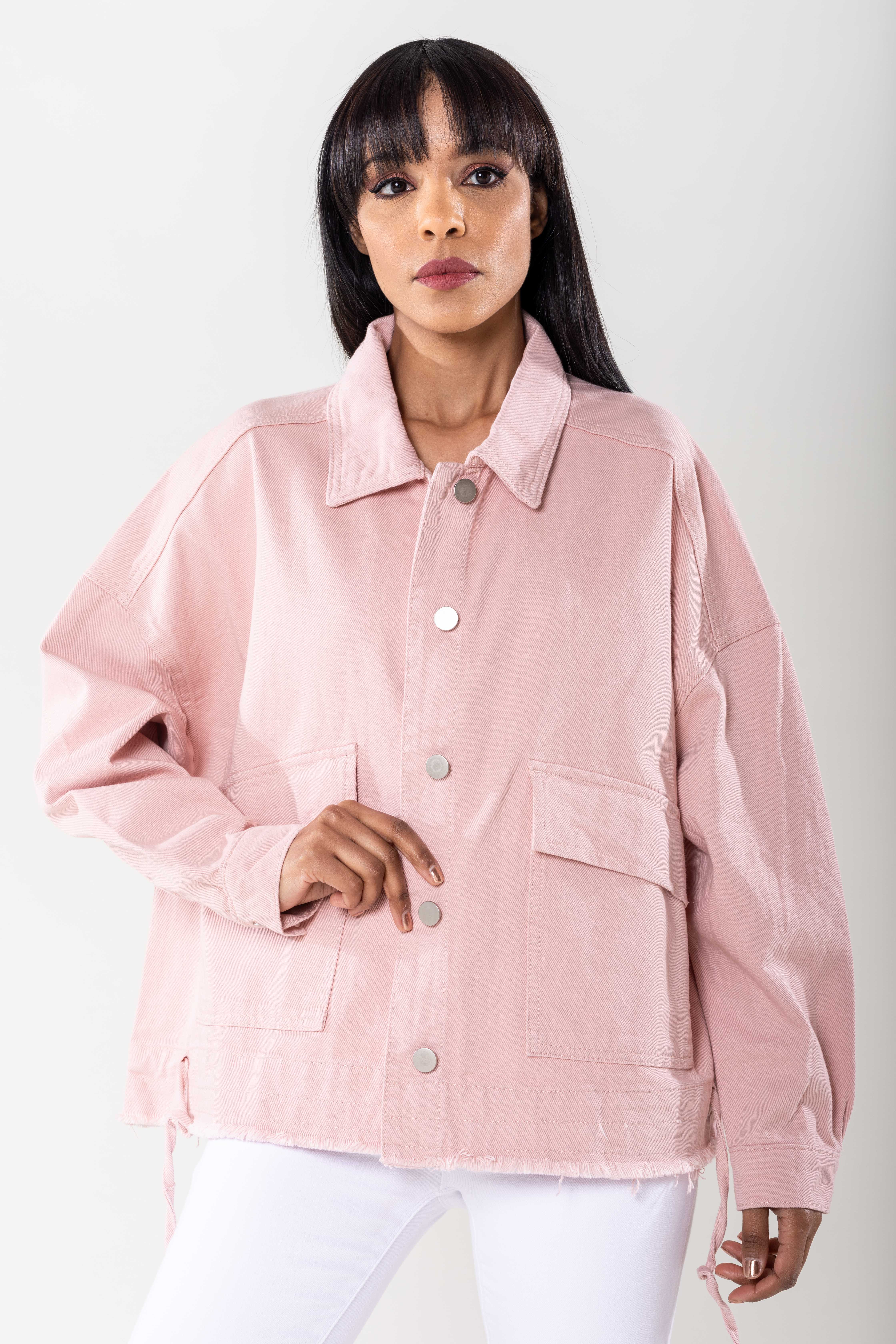 Nina Carter – Casaco de ganga - Mulher por atacado – Casaco de ganga oversized Nina Carter bolsos grandes S56226