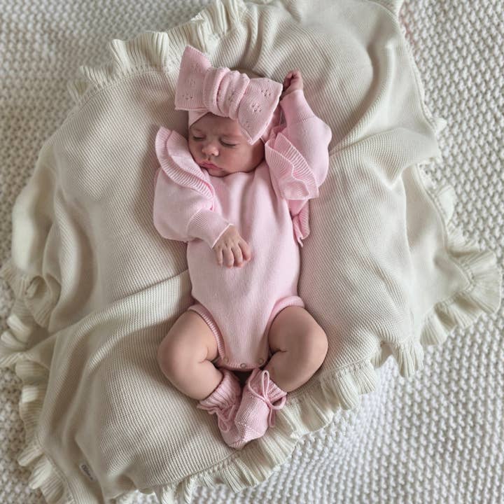 FLUTTER SLEEVE ROMPER - ROSEWATER for wholesale by CG Lane Co