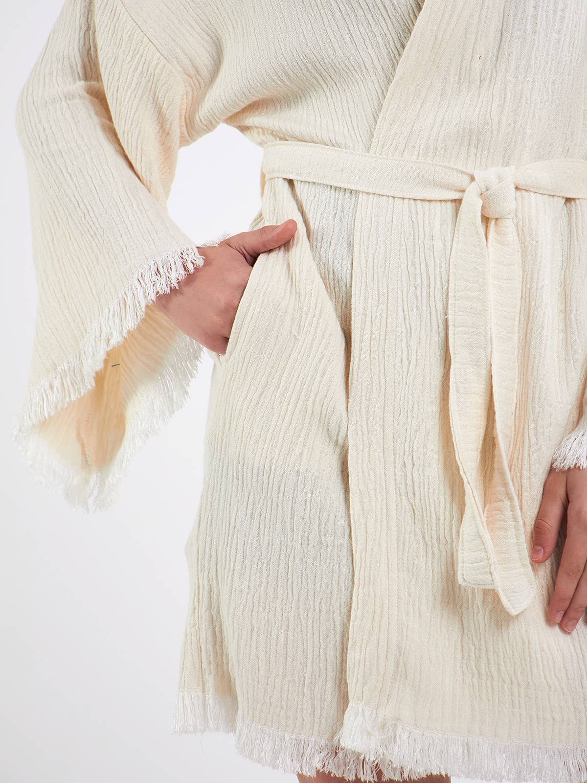 Yaz Concepts - Wholesale Kimono - Women's - White Bride Script Bridal Party Get Ready Short Kimono Robe 5