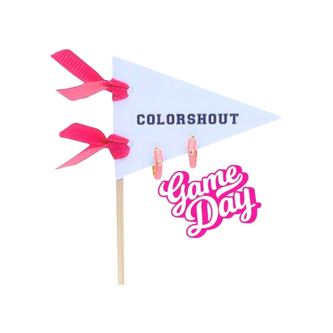 Color Shout - Vente Petits anneaux - Jour de match : Créoles Huggie aux couleurs de l'équipe sur un drapeau à fanion2