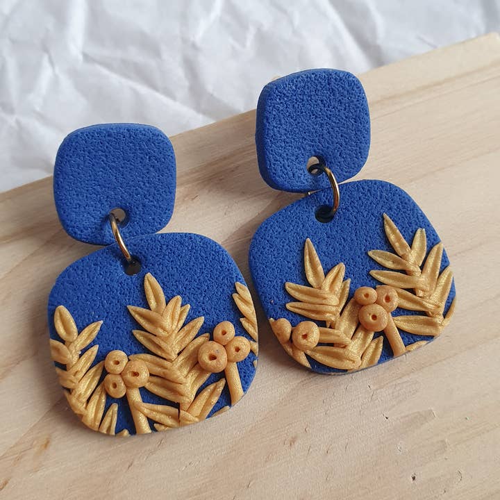 Boucles d'oreilles Empreinte florale en argile polymère pour la vente par L'Atelier de Fi
