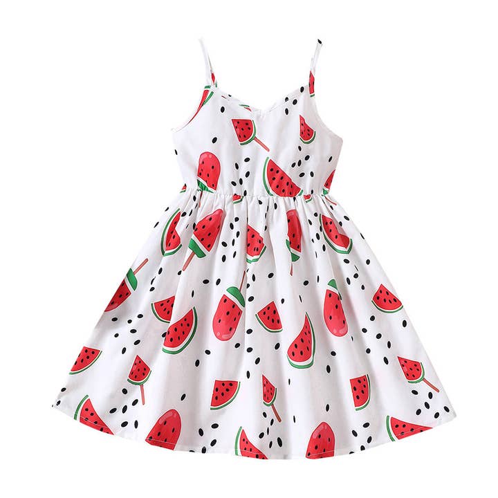 branco Vestidos de Verão para Meninas de 18 Meses a 6 Anos com Estampa de Melancia Roupas de Férias por Atacado V3824053000131 para venda a revendedores na Faire4