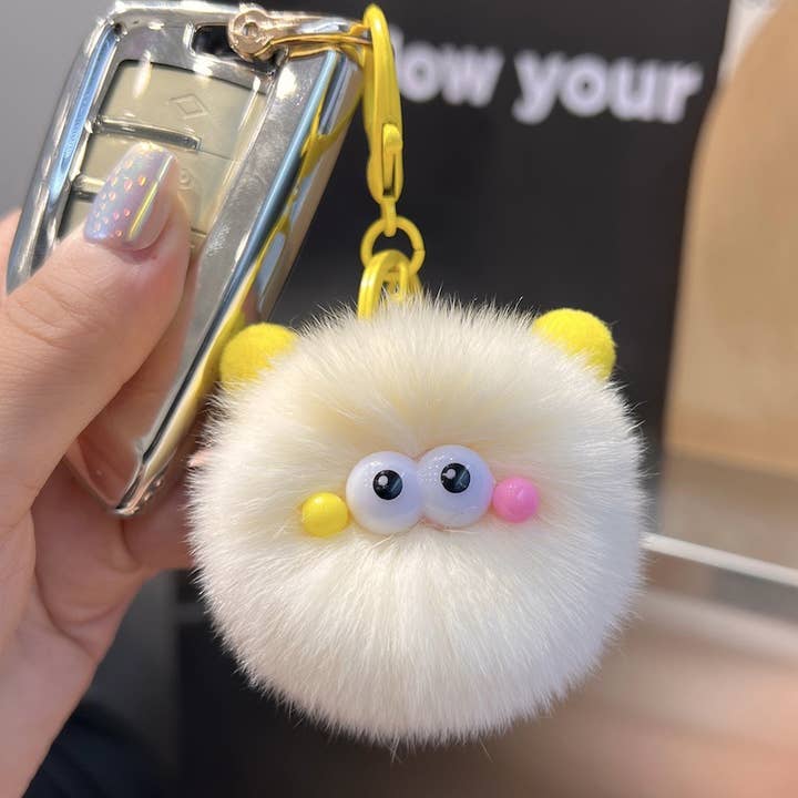 MKS America - Wholesale Keychain - Women's - Fluffy Plush Keychain Cute Cartoon Pom Pom Bag Charm